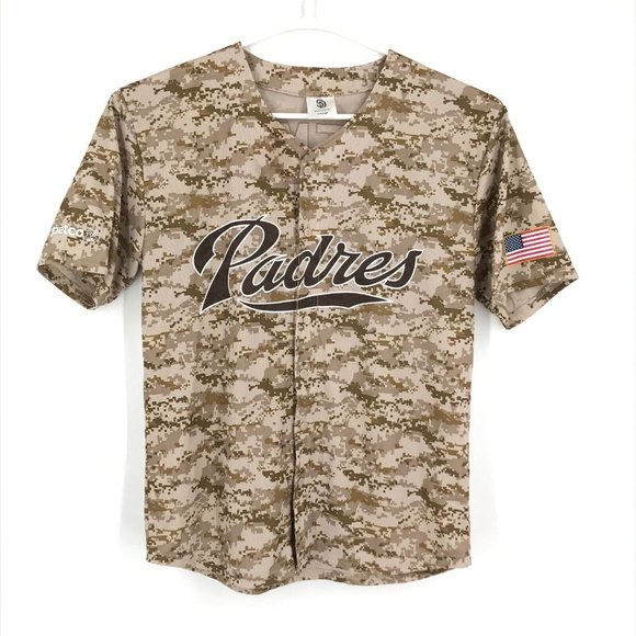 San Diego Padres Mens Shirt XL Kemp Short Sleeve Button Up Camo MLB Baseball - Picture 1 of 15